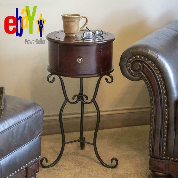 Decor Therapy Wilson 1 Drawer Wood And Metal Round Side Table For