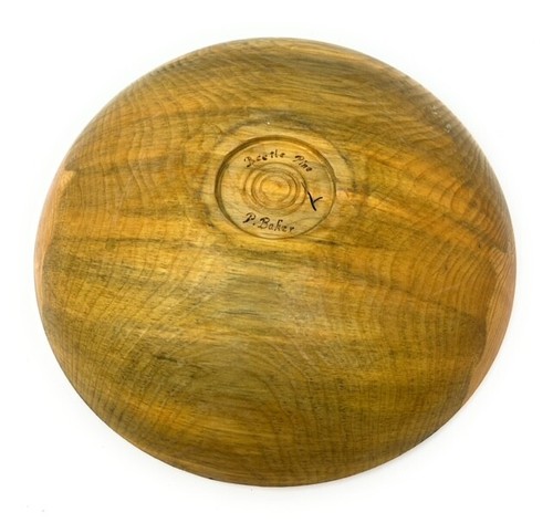 Vintage Hand Turned Beetle Kill Pine Wood Chip and Dip Nachos Salsa  Bowl 14" - Picture 4 of 12