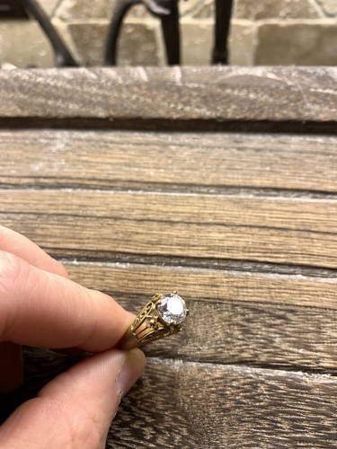 Vtg Antique Art Deco 14K Yellow Gold Ring Filigree Floral Rare Estate Find Sz 7 - Picture 5 of 12