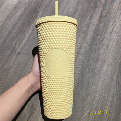 Starbucks China 2021 New Butter Yellow Matte Studded 24oz Straw Cup Tumbler Starbucks China 2021 New Butter Yellow Matte Studded 24oz Straw Cup Tumbler