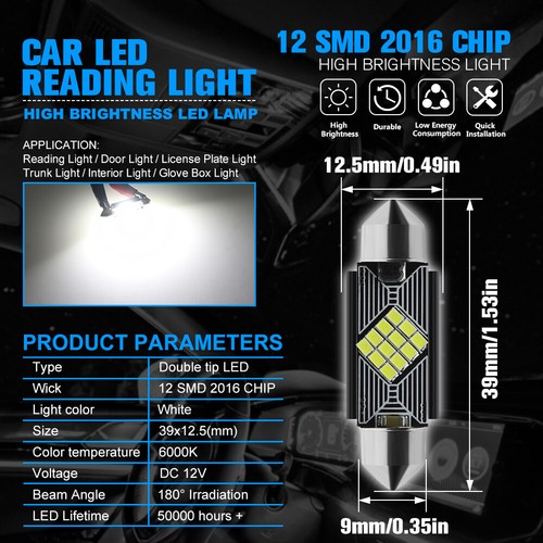 Ring LED 12v 39mm White LED Festoon Bulbs (Twin Pack) – Lightbar UK Limited Ring LED 12v 39mm White LED Festoon Bulbs (Twin Pack) – Lightbar UK Limited