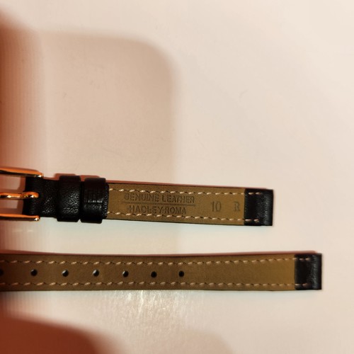 Hadley Roma Leder Uhrenarmband 10 mm normale Länge schwarz blassgoldfarbene Schließe - Bild 8 von 8