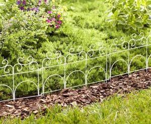 Decorative Garden Fence White Metal Steel Small Low Yard Pathway