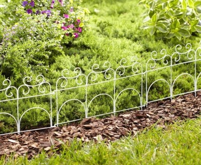 Decorative Garden Fence White Metal Steel Small Low Yard Pathway Border Edging - Small White Metal Garden Fence Decorative Garden Fence White Metal Steel Small Low Yard Pathway Border Edging - Small White Metal Garden Fence