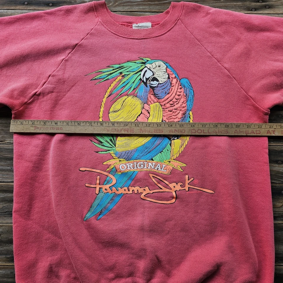 Sudadera De Colección Años 80 Panama Jack Para Hombres Grande Desteñida Loro Como Está Foto 2 de 4