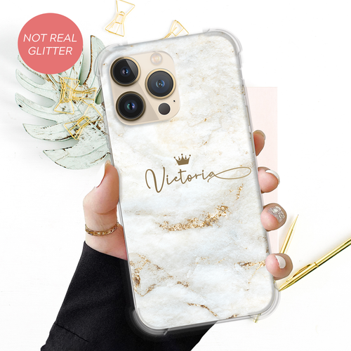 Personalisierte Handyhülle Marmor Name stoßfeste Abdeckung für iPhone 11 14 13 12 Pro - Bild 15 von 22