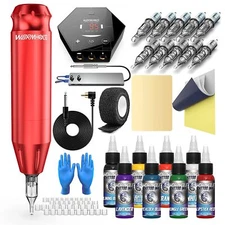 Tattoo Gun Kit, Wormhole Tattoo Machine Kit Tattoo Pen Kit Complete Tattoo Kit R