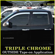 14-19 CHEVY SILVERADO Double-Extended Cab CHROME Door Visors Window Rain Guards