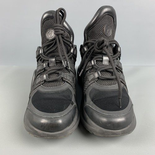 LOUIS VUITTON Misura 10 Nero Marrone Nylon Sneakers IN Pelle - Foto 4 di 9