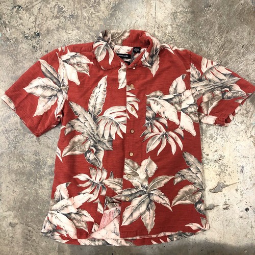Piere Cardin Silk Hawaiian Shirt Button Down Red Floral Washable Short Sleeve M - Picture 1 of 6