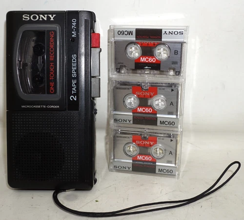 Sony M-740 Micro Kassette Recorder Diktiergerät DEFEKT f.Bastler + 3x Sony MC60
