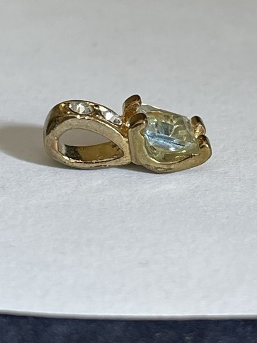 Yellow Gold Plated Topaz And Cubic Zirconia Set Pendant 1.5cm Length - Picture 3 of 5