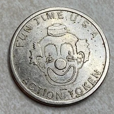 Fun Time USA Action Token Clown Arcade Slot Pinball Transit Trade Token T504