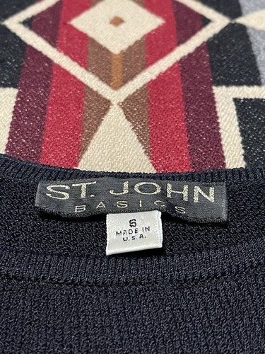 St. John Santana Knit Black Scoop Blouse Womens Sz S Sleeveless T94 - Picture 3 of 6