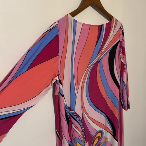 NWT London Times Swirl 3/4 Length Sleeve Shift Dress Pink Print Plus Size 1X - 第 11/12 張圖片