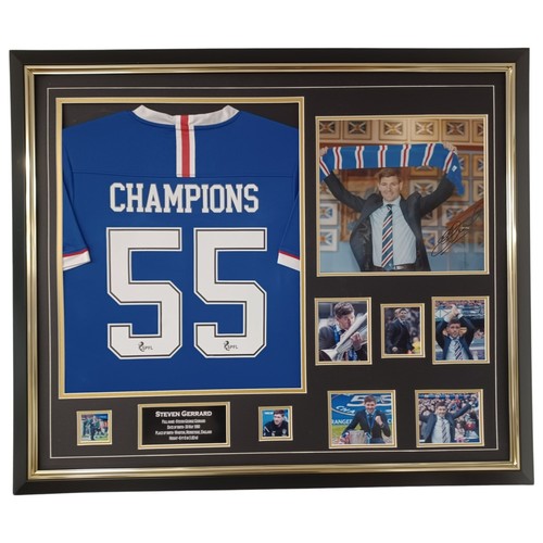 ** Rare STEVEN GERRARD of RANGERS Signed Photo with Shirt AUTORGRAHED Display**