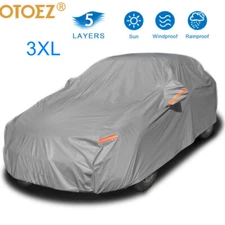 5-Layer Full Car Cover Breathable All Weather Rain Snow UV Resistant Protect 3XL