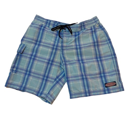 Vineyard Vines Size 32 Hull Blue Plaid Board Short Swim Trunks Size 32