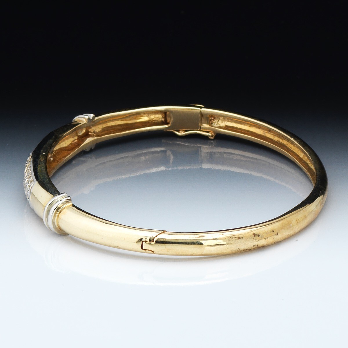 14K Hinged Diamond Bangle Bracelet - image 7