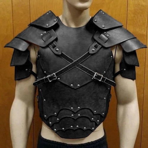 Medieval PU Rivet Leather Armor Vest European Cosplay Knight Costume FullSet New - Picture 1 of 12
