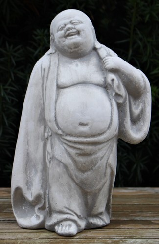 Figur lachender Buddha stehend H 27 cm Deko Gartenskulptur Deko Statue aus Beton - Bild 3 von 6