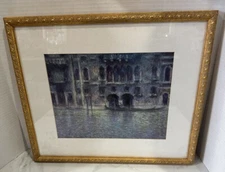 Venice, Palazzo Da Mula, 1908 by Claude Monet Matted Print Canal Gondola Houses