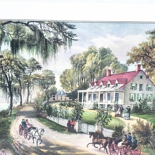 A Home On The Mississippi 1952 Lithograph Print Currier & Ives 13 1/2" × 8 1/2" - Picture 4 of 10