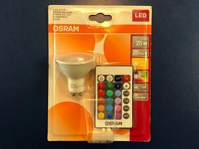 OSRAM LED GU10 Spotlight 4,5W=25W 120° Con Mando Cambio De Color - Imagen 1 de 4