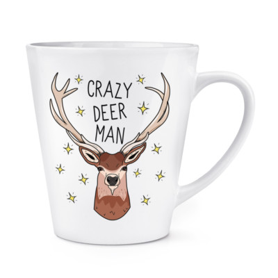 Crazy Deer Man 12 Unzen Latte Becher Tasse - Lustiger Hirsch Witz Tier