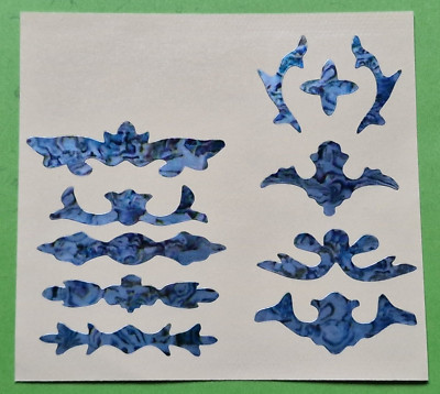 11er Set STICKER Aufkleber Art Abalone Perlmutt für GITARRE - ABKÜRZUNG