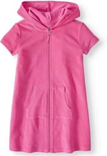 Wonder Nation Girls Medium 7/8 Pink Full Zip Hooded Swimwear Cover Up NWT