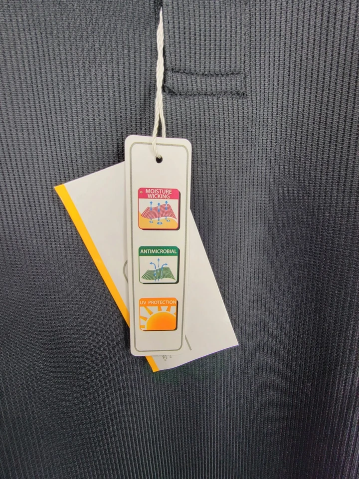 Core рубашка-поло мужчин черный 3 x УФ-защита антимикробный новый с Ярлыками - Изображение 2 из 4