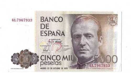 Banknote Spain 5000 mil pesetas 1979 - Picture 2 of 3
