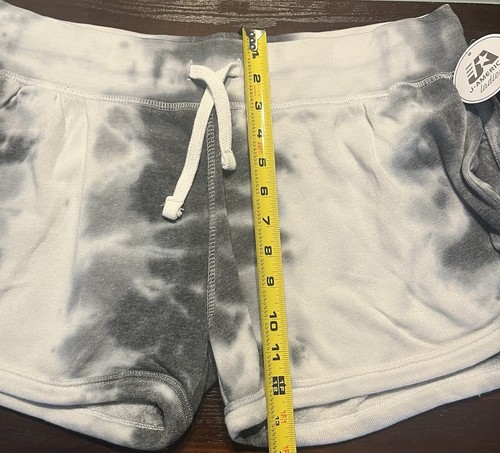 J. America Ladies Tie-Dye Shorts Size XL Cotton/Polyester Black White Pockets - Picture 5 of 8