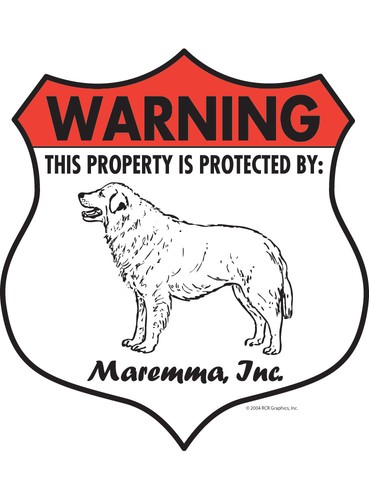 Achtung! Maremma Eigentum geschützt - Vorsicht Hund Aluminium Hundeschild - 7" x 8" - Bild 2 von 4