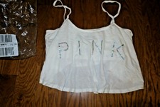 S VINTAGE PINK LOGO COTTON VICTORIA'S SECRET CAMI SLEEP TEE BRA TOP NEW