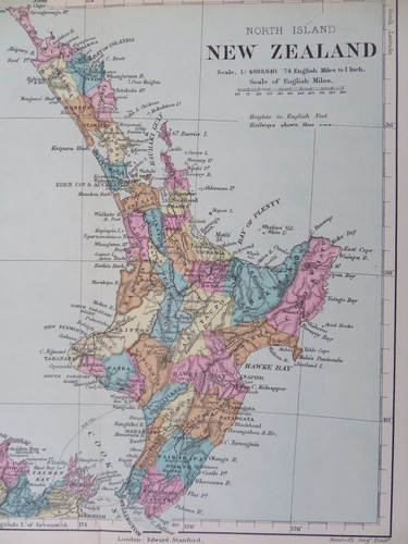 New Zealand North Island Wellington Auckland Manawatu 1893 Stanford map - Picture 3 of 4