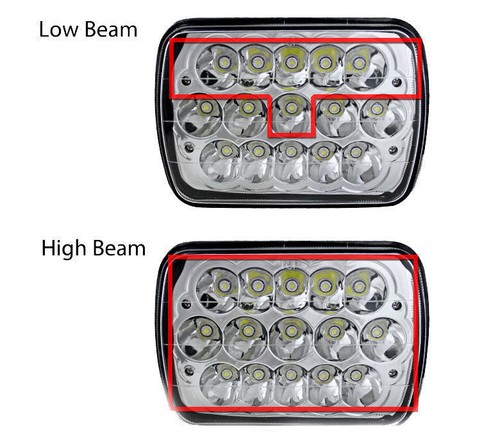 Pair Kenworth T300 1997-2010 7x6" 5x7 inch 15 LED Headlights High/Low Beam - Picture 8 of 11