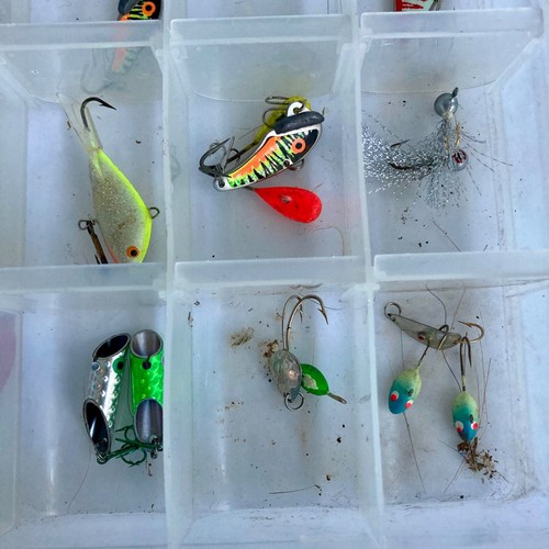 Large Lot Ice Fishing Lures Walleye Jigs Rapala Mepps Northland Swedish Pimple - Picture 5 of 6