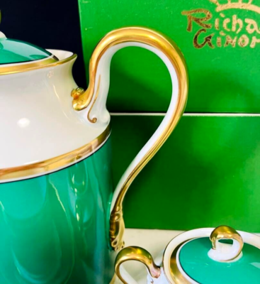Richard Ginori CONTESSA Green Impero Tea Pot Creamer Sugar Pot Cup