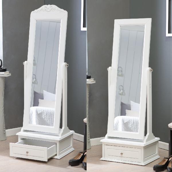 White Floor Cheval Mirror Full Length Tilt Storage Drawer Removable Top Wood - White Freestanding Mirror With Storage White Floor Cheval Mirror Full Length Tilt Storage Drawer Removable Top Wood - White Freestanding Mirror With Storage