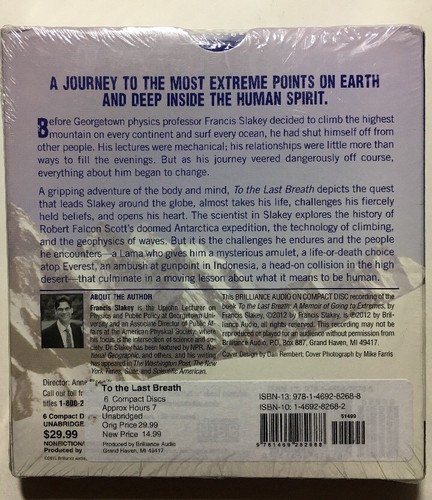 To the Last Breath A Memoir of Going to Extremes by Francis Slakey Audiobook CD - Imagen 2 de 2