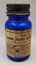 MERCK Colbolt Blue Glass Quinine Sulphate, Rahway, New Jersey Empty 