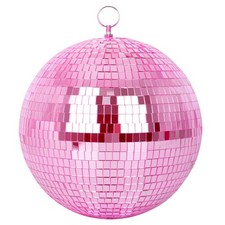 10 Inch Pink Mirror Disco Ball with Hanging Ring for Stage Wedding Decor