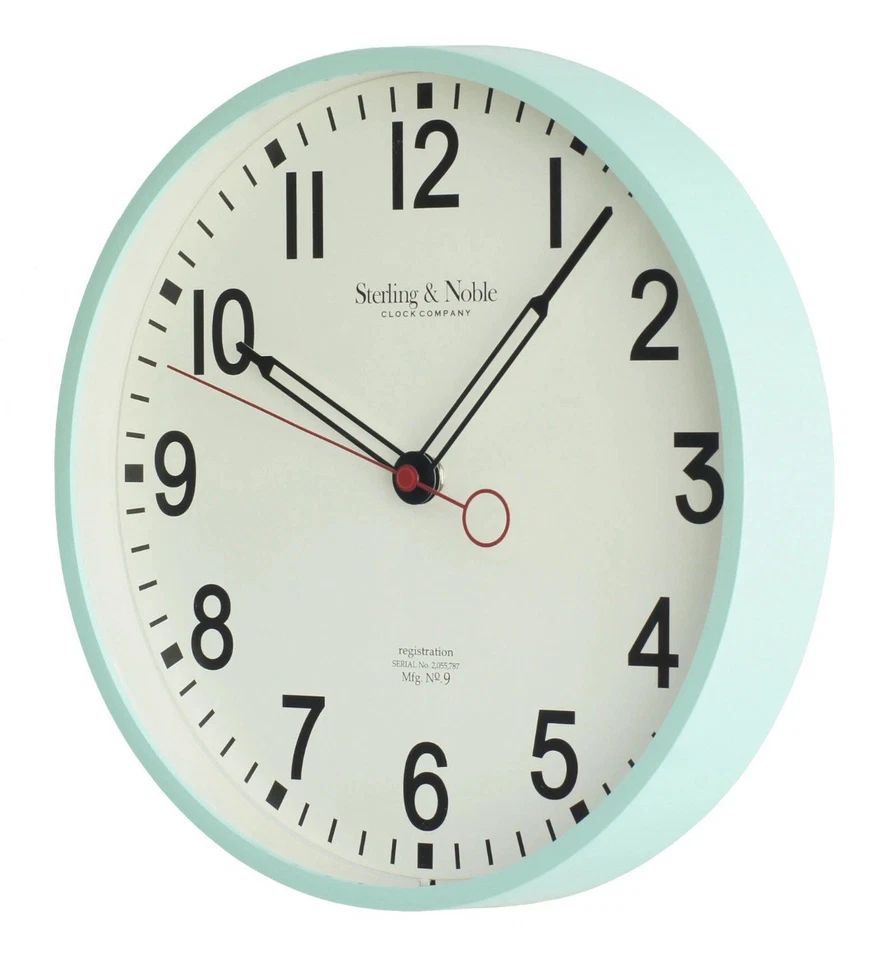 Стерлинговые и благородные настенные часы Quatrz Mfg No 9 Baby синий пластик 8,78 дюйма - Изображение 2 из 3