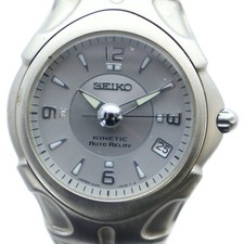 Montre Seiko Kinetic Auto Relay 5J22-0A40 Silver Automatic Date Calendar