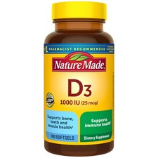 Nature Made Vitamin D3 1000 IU 25 mcg , 100 Count Pack of 1 , Brown