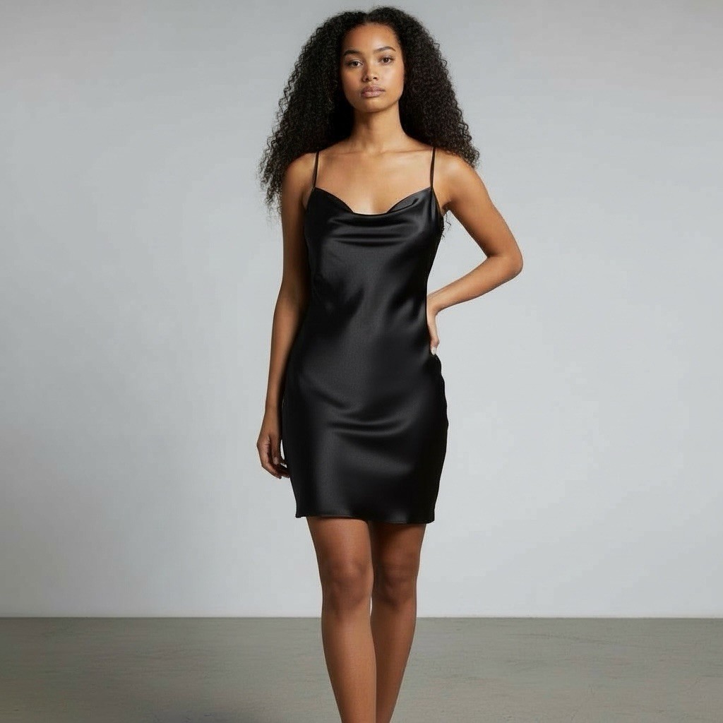 bebe black silk dress Black satin bebe mini dress