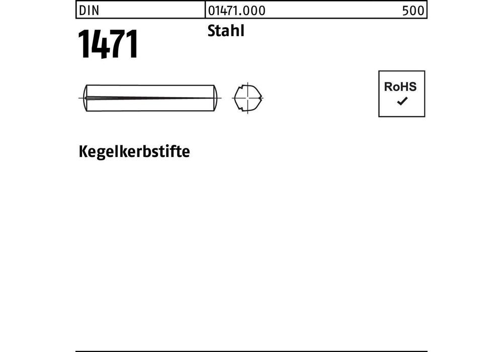 Рейхер Кегелькербстифт DIN 1471 2 x 20 Stahl DIN 1471