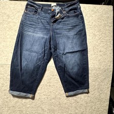 Lane Bryant Cropped Capri Jeans Womens Size 18 Blue Denim Mid Rise Slim Fit